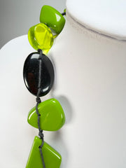 Jackie Brazil "Indiana" Light Green Multi-Bead Medium Resin 70cm Necklace ( N0033 )