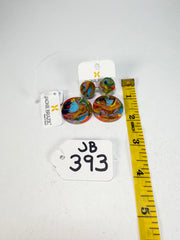 Jackie Brazil "Duo Stud" Kandinsky Disk On Pin Resin Earrings ( E0520 )