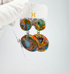 Jackie Brazil "Duo Stud" Kandinsky Disk On Pin Resin Earrings ( E0520 )