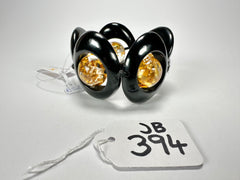 Jackie Brazil "Saturn" Black & Gold Flakes Disc & Ball Elastic Bracelet ( B0052 )