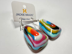 Jackie Brazil "Diamond" Kandinsky Flinstone on Hook Resin Earrings ( E0700 )
