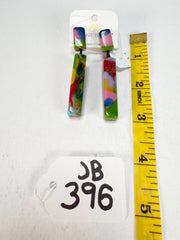 Jackie Brazil "Crown" Kandinsky Mix Thin Rectangle Resin Earrings ( E2335 )