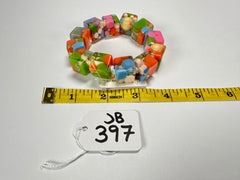 Jackie Brazil "Spots" Spotted Cubes On Elastic Resin Bracelet ( B1284 )
