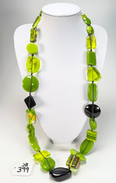 Jackie Brazil "Indiana" Green Mix Multi-Bead Long Resin 110cm Necklace ( N0038 )