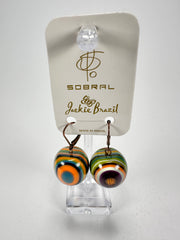 Jackie Brazil "Cat Eyes" Liquorice Balls Winter Mix Short Resin Earrings ( E0960 )