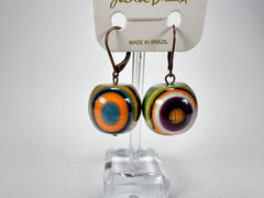 Jackie Brazil "Cat Eyes" Liquorice Balls Winter Mix Short Resin Earrings ( E0960 )