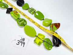 Jackie Brazil "Indiana" Green Mix Multi-Bead Long Resin 110cm Necklace ( N0038 )