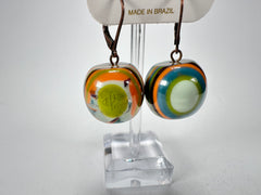 Jackie Brazil "Cat Eyes" Liquorice Balls Winter Mix Short Resin Earrings ( E0960 )