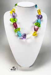 Jackie Brazil "Diamonds" Transparent Paris Mix Flintstone Bone 55cm Necklace ( N0061 )
