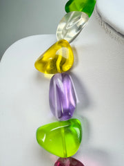 Jackie Brazil "Diamonds" Transparent Paris Mix Flintstone Bone 55cm Necklace ( N0061 )