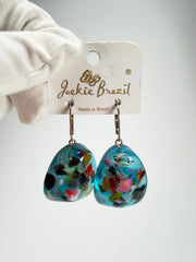 Jackie Brazil "Diamond" Light Blue Mix Flinstone on Hook Resin Earrings ( E0700 )