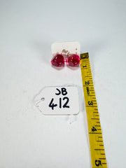 Jackie Brazil "Camille" Dark Pink Transparent Abstract Resin Earrings ( E1053 )