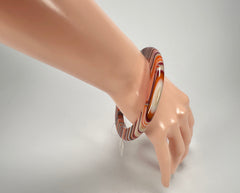 Jackie Brazil "Olympic Circles" Liquorice Allsorts Orange Mix 0.5cm Resin Bangle ( B2336 )