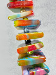 Jackie Brazil "Patricia" Kandinsky Liquorice Squares & Beads 55cm Necklace ( N0025 )