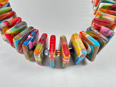 Jackie Brazil "Patricia" Kandinsky Liquorice Squares & Beads 55cm Necklace ( N0025 )