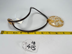 Jackie Brazil "Gold Flakes" Large Disk On Three Cords Resin Necklace ( N3800 )