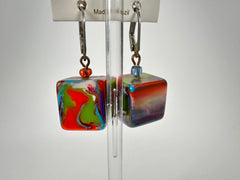 Jackie Brazil "Liquorice Cube" Kandinsky Allsorts Resin Earrings ( E0126 )