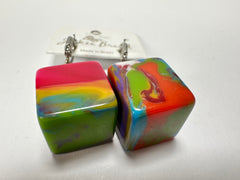 Jackie Brazil "Liquorice Cube" Kandinsky Allsorts Resin Earrings ( E0126 )