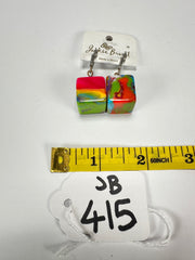 Jackie Brazil "Liquorice Cube" Kandinsky Allsorts Resin Earrings ( E0126 )