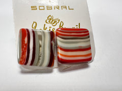 Jackie Brazil "Liquorice" Orange Mix Small Square Resin Earrings ( E0074 )