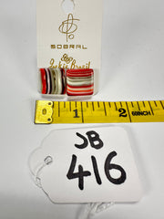 Jackie Brazil "Liquorice" Orange Mix Small Square Resin Earrings ( E0074 )