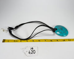 Jackie Brazil "Turquoise" Large Disk On Three Cords Resin Necklace ( N3800 )