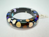 Jackie Brazil "Shinny Spotted" Black & Mix Spots Solid Round Resin 1.7cm Bangle ( B1726 )