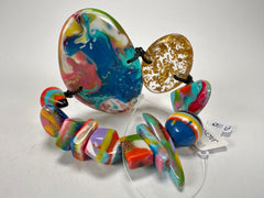 Jackie Brazil "Fusion" Mix Colours Multi Bead Resin Bracelet ( B0050 )