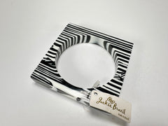 Jackie Brazil "Zebra" Liquorice Allsorts Black & White Striped 1.3cm Square Resin Bangle ( B2142 )