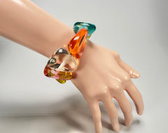 Jackie Brazil "Diamonds" Transparent Paris Mix Flintstone Bone Bracelet ( B0211 )