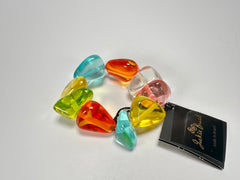 Jackie Brazil "Diamonds" Transparent Paris Mix Flintstone Bone Bracelet ( B0211 )