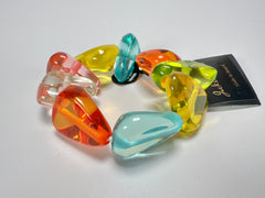 Jackie Brazil "Diamonds" Transparent Paris Mix Flintstone Bone Bracelet ( B0211 )