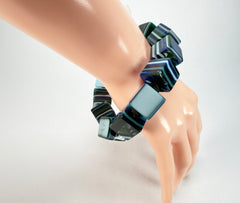 Jackie Brazil "POP" Liquorice Blue Mix Small Cubes Bracelet ( B0224 )