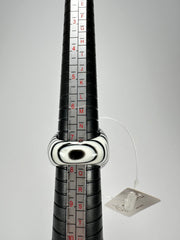 Jackie Brazil "Cat Eye" Liquorice Black & White Mix Large Domed Resin Ring ( R1159 ) UK P / USA 7.5