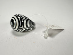 Jackie Brazil "Cat Eye" Liquorice Black & White Mix Large Domed Resin Ring ( R1159 ) UK P / USA 7.5