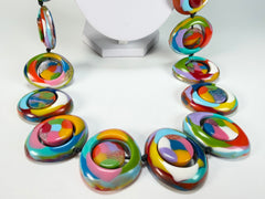 Jackie Brazil "Saturn" Kandinsky Disc & Cylinder Long 110cm Necklace ( N0067 )