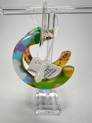 Jackie Brazil "Circus" Kandinsky Hoop On Pin Resin Earrings ( E0020 )