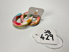 Jackie Brazil "Circus" Kandinsky Hoop On Pin Resin Earrings ( E0020 )