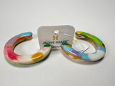 Jackie Brazil "Circus" Kandinsky Hoop On Pin Resin Earrings ( E0020 )