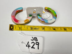 Jackie Brazil "Circus" Kandinsky Hoop On Pin Resin Earrings ( E0020 )