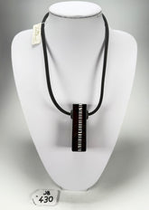 Jackie Brazil "Bar Code" Small Liquorice Pendant On Cord Resin Necklace ( N2214 )