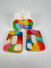 Jackie Brazil "Ruth" Kandinsky Trapez On Pin Resin Earrings ( E0010 )
