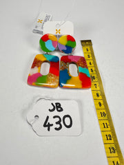 Jackie Brazil "Ruth" Kandinsky Trapez On Pin Resin Earrings ( E0010 )