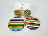 Jackie Brazil "Duo Stud" Liquorice Mix Colours Disk On Pin Resin Earrings ( E0520 )