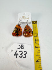 Jackie Brazil "Diamond" Orange Mix Flinstone on Hook Resin Earrings ( E0700 )