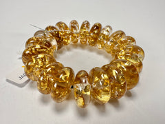 Jackie Brazil "Ana" Gold Flakes Elasticated Wheels Resin Bracelet ( B0910 )