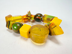 Jackie Brazil "Indiana" Yellow Mix Multi Bead Resin Bracelet ( B0210 )