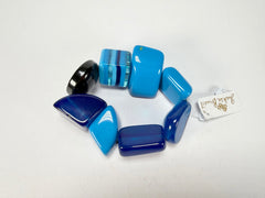 Jackie Brazil "Indiana" Light Blue Mix Multi Bead Resin Bracelet ( B0210 )