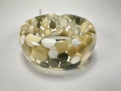 Jackie Brazil "Petit Balls" Cream Mix Spots Solid Round Resin 3.4cm Bangle ( B2520 )