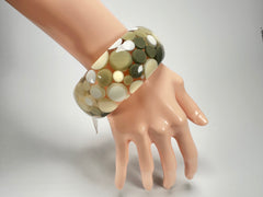 Jackie Brazil "Petit Balls" Cream Mix Spots Solid Round Resin 3.4cm Bangle ( B2520 )